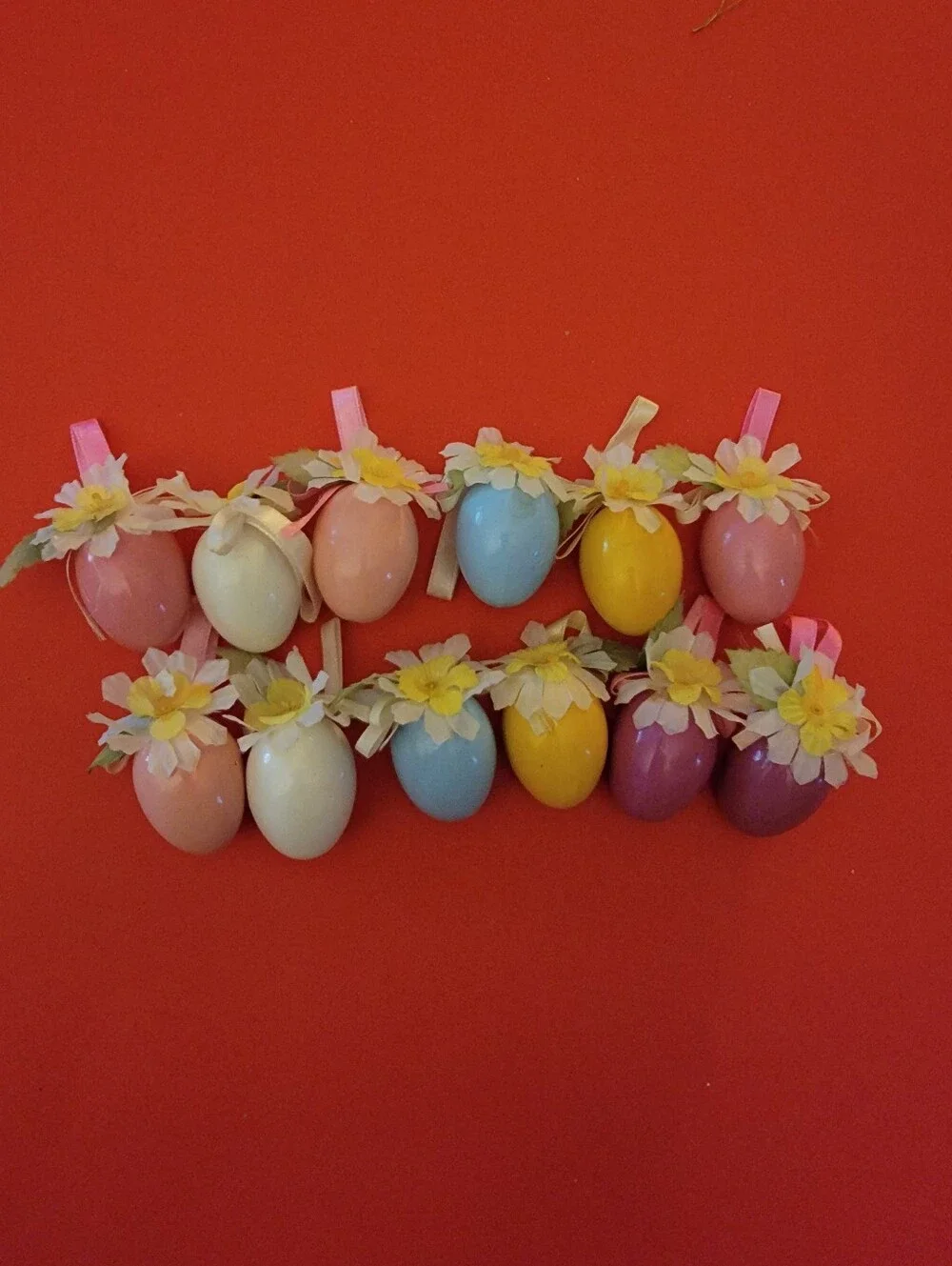 Pastel Decorative Hanging Egg Ornaments - Set of 12